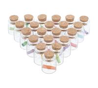 Angoily Lot de 24 Mini Bouteilles en Verre 22X25 MM avec Bouchons en Liège Bocaux Décoratifs Vides pour DIY Bouteilles à Souhaits pour Décorations et Souvenirs Créatifs