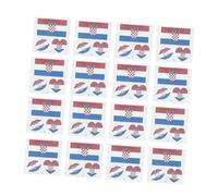 Angoily Lot de 25 feuilles de tatouages temporaires imperméables - Drapeau national de Croatie - Pour décoration de fête de football et d'événements sportifs - Sans danger pour le corps et les