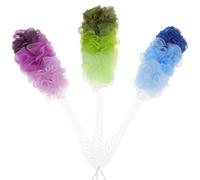 Angoily Lot de 3 Boules de Bain Souples à Long Manche 42 CM Épilateur de Bain Doux pour Outil de Massage du Dos pour Nettoyage et Exfoliation