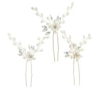 Angoily Lot de 3 Épingles à Cheveux de Mariée en Perles U Forme Cuivre Fils Doré Argenté et Kc Doré Accessoires Légers et Raffinés pour Coiffure Mariage Décoration Cheveux Femme Élégant
