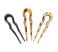 Angoily Lot de 3 Épingles à Cheveux Vintage de U Grandes Fourchettes à Cheveux Robustes Finition Brillante Motifs Tachetés Noir Léopard Rouge Léopard Jaune Accessoires Coiffure pour