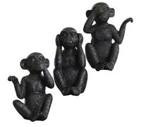 Angoily Lot de 3 Figurines de Singes en Résine Noire Décoration Artisanale Compacte pour Bureau Ornement Stable et Lisse pour Décoration Intérieure et Accessoire de Photographie