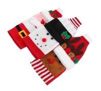 Angoily Lot de 3 Housses Décoratives pour Bouteilles de Vin en Maille Tricotée Motifs Père Noël Bonhomme de Neige et Renne Taille Standard Décoration Festive de Table pour Noël et