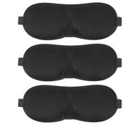 Angoily Lot de 3 Masques de Sommeil en Éponge et Tissu Noir, Cache-yeux Respirant et Confortable pour Améliorer la Qualité du Sommeil Bureau Voyage