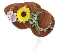 Angoily Lot de 3 Mini Chapeaux de Cow-Boy Décoratifs en Feutrine pour Bouteille de Vin Motifs Fleurs Tournesol et Herbe Accessoires Festifs pour Fêtes Anniversaires et Décoration de