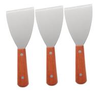 Angoily Lot de 3 Petites Pelles à Steak Triangulaires en Acier Inoxydable Manche en Bois Grattoirs Ménagers Portables pour Plaques de Cuisson Outils Polyvalents Cuisine et Pâtisserie