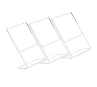 Angoily Lot de 3 Supports de Table en Acrylique Transparent Porte-Menu Incliné Forme L Présentoir Polyvalent pour Bureau Support Photo de Bureau et Porte-Flyers Usage Commercial et