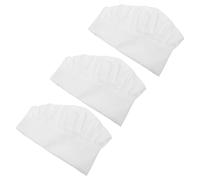 Angoily Lot de 3 Toques de Chef Blanches Unisexes Bande Élastique, Taille Unique, Tissu Léger et Respirant, Cuisine Professionnelle, Pâtisserie et Cosplay Culinaire