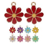 Angoily Lot de 30 mini breloques en forme de fleur : breloques décoratives en forme de marguerite - Pendentifs en alliage de fleurs colorées pour bijoux, colliers, boucles d'oreilles et