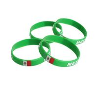 Angoily Lot de 4 Bracelets de Sport en Silicone Verts aux Couleurs du Drapeau du Mexique, Élastiques et Ajustables, pour Événements Sportifs et Soutien D’équipe