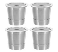 Angoily Lot de 4 filtres à café réutilisables : porte-filtre à café rechargeable en acier inoxydable - porte-capsule pour cafetière - panier- lavable pour le bureau