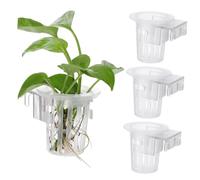 Angoily Lot de 4 Jardinières Suspendues pour Plantes D'aquarium Trous de Circulation, Pots en Plastique Robustes, Supports Suspendus pour Culture Hydroponique et Décoration D'aquarium