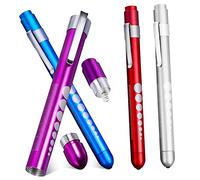 Angoily Lot De 4 Lampes-stylos Médicales Aluminium Compactes pour Infirmières Et Médecins, Lumière Blanche, Rouge, Violette Et Bleue, Stylo D’Examen Portable Professionnel pour Cabinet Et Hôpital