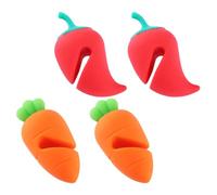 Angoily Lot de 4 Lève-Couvercles Anti-Débordement en Silicone Résistant à la Chaleur Support Multifonctionnel Formes Carotte et Piment pour Casseroles Cuisine Domestique Pratique