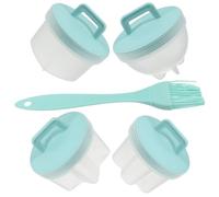 Angoily Lot de 4 Moules à Œufs en Plastique Verts Antiadhésifs Tasses à Œufs pour Cuisson Vapeur Ustensile Multifonctionnel pour Petit-déjeuner Rapide et Cuisson Familiale