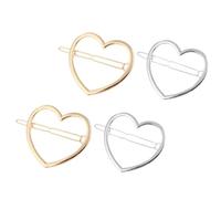Angoily Lot de 4 Pinces à Cheveux de Cœur Métal Doré et Argenté Design Creux Accessoires pour Coiffure Femme Maintien Sécurisé pour Cheveux Longs et Courts