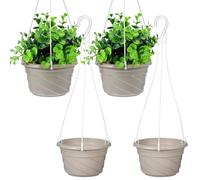 Angoily Lot de 4 Pots de Fleurs Suspendus en PVC Gris Blanc Crochet Ej370 Jardinières Suspendues pour Plantes D’Intérieur ’Extérieur Pots de Fleurs Drainage pour Balcon et Jardin