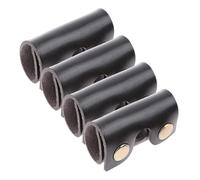 Angoily Lot de 4 Protège-Têtes de Rasoir de Sécurité en Cuir Noir Étui de Protection pour Lame Double Tranchant Accessoire de Voyage Compact pour Rangement Sûr et Pratique