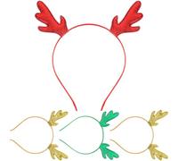 Angoily Lot de 4 Serrage-Têtes en Bois de Cerf pour Femmes Accessoires Cheveux de Noël Légers et Sûrs Couleurs Rouge Vert et Or pour Fêtes Soirées Déguisées et Anniversaires