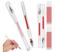 Angoily Lot de 4 Stylos Marqueurs à Tatouer Rouges avec 8 Recharges, Stylo de Cartographie Sourcils Fluide et Précis, Crayon Multi-usages pour Position des Tatouages et Dessin Artistique,