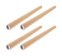 Angoily Lot de 4 Tubes D'expédition en Carton Kraft Rond 30 Mm de Diamètre Intérieur, Épaisseur 3 Mm, Longueur 50 Cm Couvercles Plastiques, pour Affiches, Documents et Rangement Sécurisé
