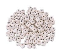 Angoily Lot de 400 perles cubiques en bois de 10 mm, carrées, avec 26 lettres, pour la fabrication de bijoux, projets de bricolage et accessoires.