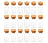 Angoily Lot de 48 Petites Bouteilles en Verre 15 ML avec Bouchon en Liège, Flacons à Souhaits Transparents en Verre Borosilicaté, Mini Bocaux Décoratifs pour DIY, Présents et Conservation