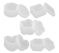Angoily Lot de 5 boîtes en résine, moules en silicone avec couvercles, récipients de rangement, moules de moulage époxy pour bijoux, boucles d'oreilles, bagues, pièces de monnaie, bougies,