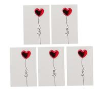 Angoily Lot de 5 Cartes de Vœux 3D Saint-Valentin en Papier Forme Cœur Décoration Montgolfière Cartes Messages pour Anniversaire et Occasions Romantiques