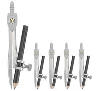 Angoily Lot De 5 Compas Professionnel avec Porte-Crayon, D'outils De Dessin Portable pour École Bureau et Étudiants, Compas Scolaire De Précision à Réglage Rapide pour Géométrie, Dessin