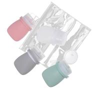 Angoily Lot de 5 set de Flacons de Voyage Rechargeables en Silicone Souple 30 Ml Bouteilles Souples Anti-Fuite pour Shampooing et Lotion Couleurs Transparent Rose Vert Foncé Gris