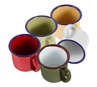 Angoily Lot de 5 Tasses à Thé en Émail Coloré 100 Ml, Style Rétro, 6 Cm, Assortiment Rouge Blanc Vert Kaki Vert Clair Jaune Clair, Mug Vintage pour Café, Thé, Camping et Pique-niques