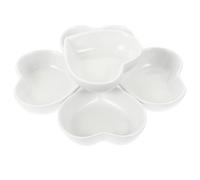 Angoily Lot de 6 Assiettes en Céramique Blanche de Cœur Style Japonerie pour Sauce Soja et Apéritif, Décoration de Table pour Différents Occasions et Restaurants Réutilisable