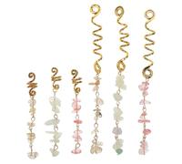Angoily Lot de 6 bijoux pour tresses : accessoires pour dreadlocks en cristal, manchettes tressées en spirale, breloques pour cheveux, anneaux pour dreadlocks, coiffures pour filles et femmes
