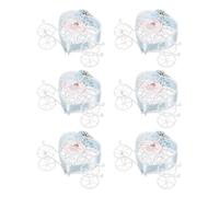 Angoily Lot de 6 Boîtes à Bonbons Mariage en Fer Bleu Mini Bonbonnières de Carrosse Cœur Présents Invités Réutilisables pour Fêtes Prénuptiales et Décorations de Table