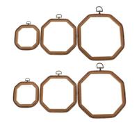 Angoily Lot de 6 cercles à broder octogonaux - Cadres à point de croix imitation bois pour loisirs créatifs - Accessoires de couture pour la décoration de fêtes et de jours fériés