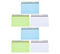 Angoily Lot de 6 Mini-blocs-notes Lignés à Spirale 7,6 X 12,7 Cm Blocs-notes Portables Format Poche en Papier Blanc pour Bureau, École et Prise de Notes, Fiches Bristol Colorées