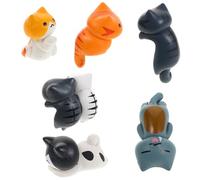 Angoily Lot de 6 Mini Figurines de Chats en PVC pour Décoration Intérieure Voiture Décor de Tableau de Bord Chat Mignon Accessoires Dessin Animé Polyvalents pour Console Centrale
