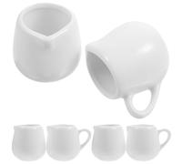 Angoily Lot de 6 Pichets à Lait en Céramique Petites Tasses à Sauce Poignée 60 Ml Blanc Porte-Sauces Multifonction pour Café Crème et Lait Usage Domestique et Professionnel