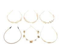 Angoily Lot de 6 Set de Set de Bandeaux pour Cheveux de Cortège Nuptial Feuilles en Métal Doré et Perles Artificielles, Confortables et Élégants pour Mariage et Fête