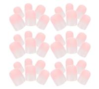 Angoily Lot de 6 set de sets de Ensembles de 24 Faux Ongles Carrés Courts à Coller Capsules en Plastique à Couverture Complète Dégradé Blanc Rose Style French Manucure Fait Main pour