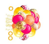 Angoily Lot de Ballons Latex Confettis Rouge Orange Or avec Rubans Décorations Suspendues pour Anniversaire et Fête Kit Réutilisable et Sûr pour Mur et Plafond