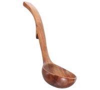 Angoily Louche Bois Acacia Longue avec Crochet Arrière Cuillère à Soupe Bois pour Cuisine et Service de Porridge