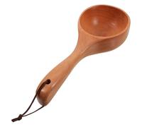 Angoily Louche en Bois de Hêtre 1 Pc, Pelle à Eau Multifonction, Louche de Bain Légère Long Manche, Ustensile Naturel pour Sauna, la Cuisine et Salle de Bain, Gadget Pratique