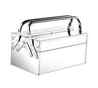 Angoily Mallette à Outils Pratique en Acier Inoxydable, Boîte Pliante Domestique Double Couche, Grosse Capacité De Rangement pour Usage Familial Et Extérieur, Boîtier Robuste Surface Lisse,