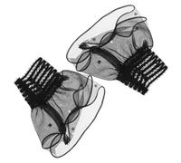 Angoily Manchette Décorative en Dentelle Noire Détails Floraux 3d, Matériaux Élastiques et Chiffon, Design Élégant pour Cosplay et Mode Lolita