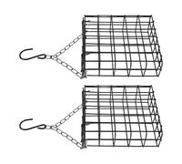 Angoily Mangeoires à Oiseaux Grosse Capacité Suspendues Lot de 2 Carré en Fil de Fer Noir Polyvalentes pour Nourrir Oiseaux et Perroquets en Extérieur