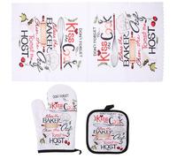 Angoily Maniques Cuisine en Polyester Résistantes à la Chaleur Dessous de Plat Multifonction Réutilisables Lot de 3 Set de Pièces Torchons Cuisine pour Cuisson Pâtisserie et Barbecue