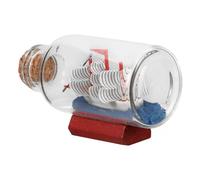 Angoily Maquette Bateau de Croisière Mini en Verre Clair, Décor Marin Océanique, Figurine Décorative de Table pour Bureau, Présent Souvenir pour Amis, Bouteille Décorative Drapeau Bleu