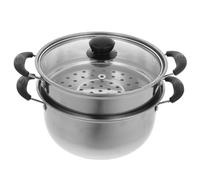 Angoily Marmite en Acier Inoxydable 20 CM Casserole Épaisse Double Poignée et Panier Vapeur Compatible Gaz et Induction Cuisson Vapeur et Mijotage Ustensile Ménager Pratique